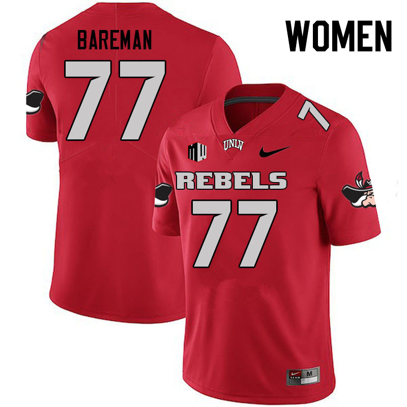 Women #77 Michael Bareman UNLV Rebels College Football Jerseys Stitched Sale-Scarlet - Click Image to Close